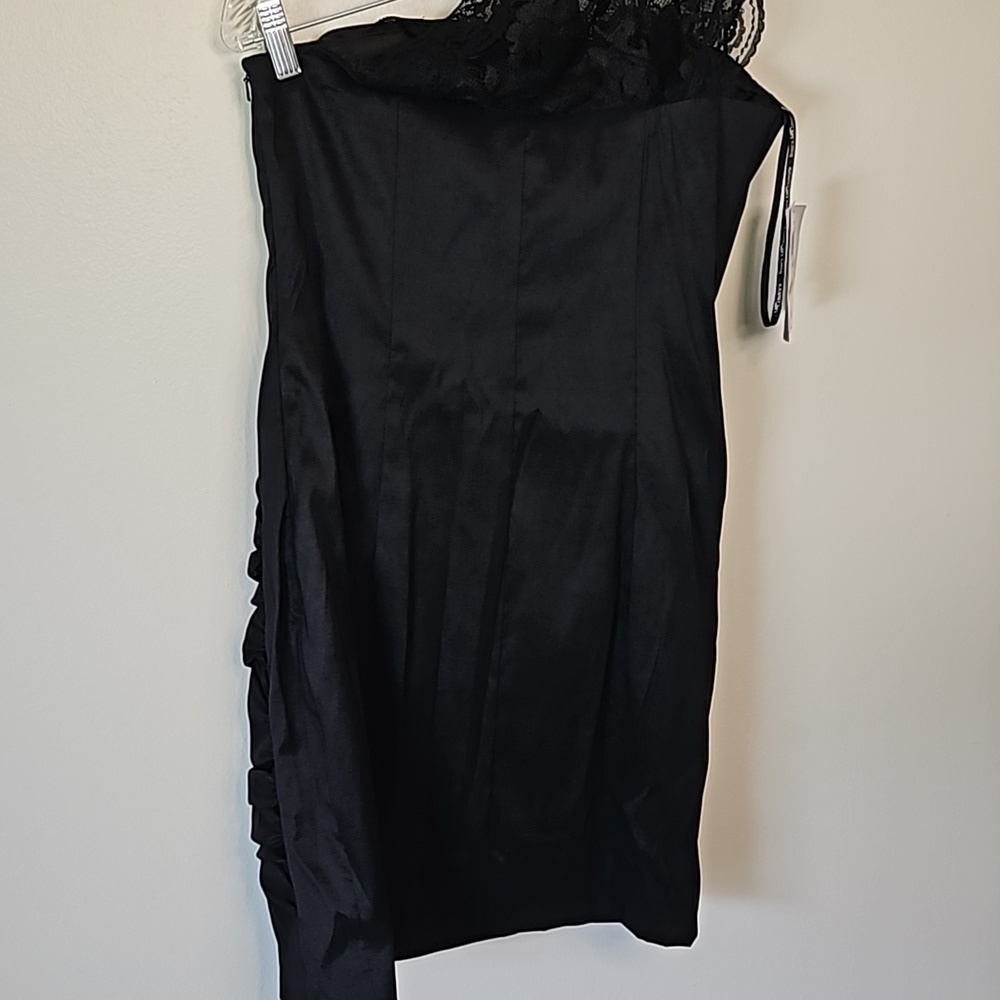 Jessica McClintock Black Lace One Shoulder Dress Size 12 NWT - Picture 6 of 9